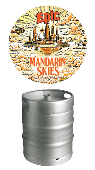 (90276) EPIC BEER EPIC KEGS MANDARIN SKIES HAZY IPA 6.2% 50L KEG (1X50000ML) (50.00L) EPIC BEER EPIC KEGS MANDARIN SKIES HAZY IPA 6.2% 50L KEG (1X50000ML) (50.00L)