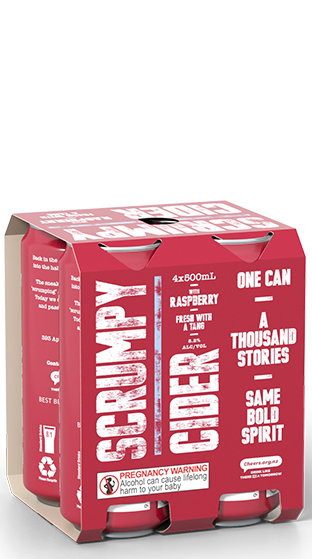 (97991-24) SCRUMPY CIDER Scrumpy Raspberry 8.2% 500ml 4pk Can (24x500ml)  (500ml) SCRUMPY CIDER Scrumpy Raspberry 8.2% 500ml 4pk Can (24x500ml)  (500ml)