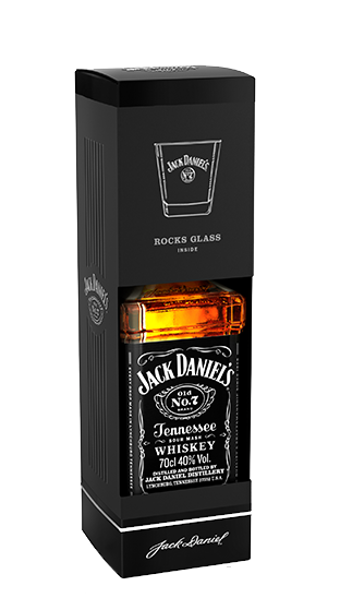 JACK DANIELS With Rocks Glass Gift Box  (700ml)