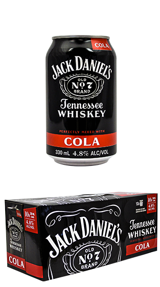 JACK DANIELS RTD & Cola 330ml 10 Pack Can