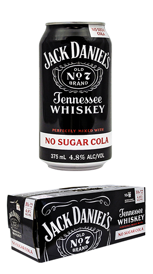 JACK DANIELS RTD & No Sugar Cola 10 Can Pack 375ml